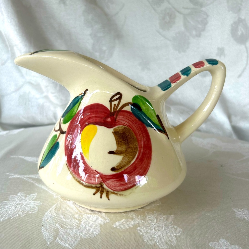 VTG Large Purinton Slipware Pitcher, Apple Pattern, 1950s